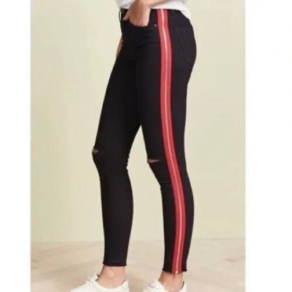 BLANK NYC The Rivington Black High-Rise Zippered Leg Jeans Tuxedo Stripe Size 25 - Picture 1 of 12